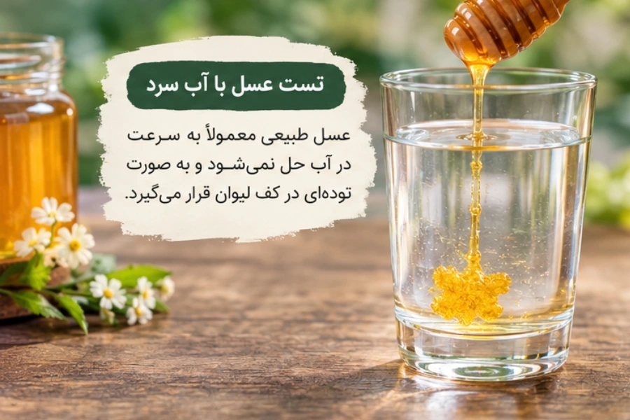 تست عسل طبیعی با آب سرد